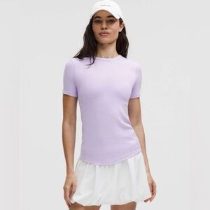Lululemon Hang Tight Ribbed Short Sleeve Shirt - Lavender Frost